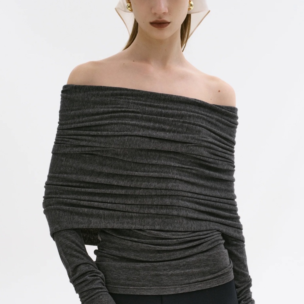 Source Unknown Tova Top Dark Grey Melange